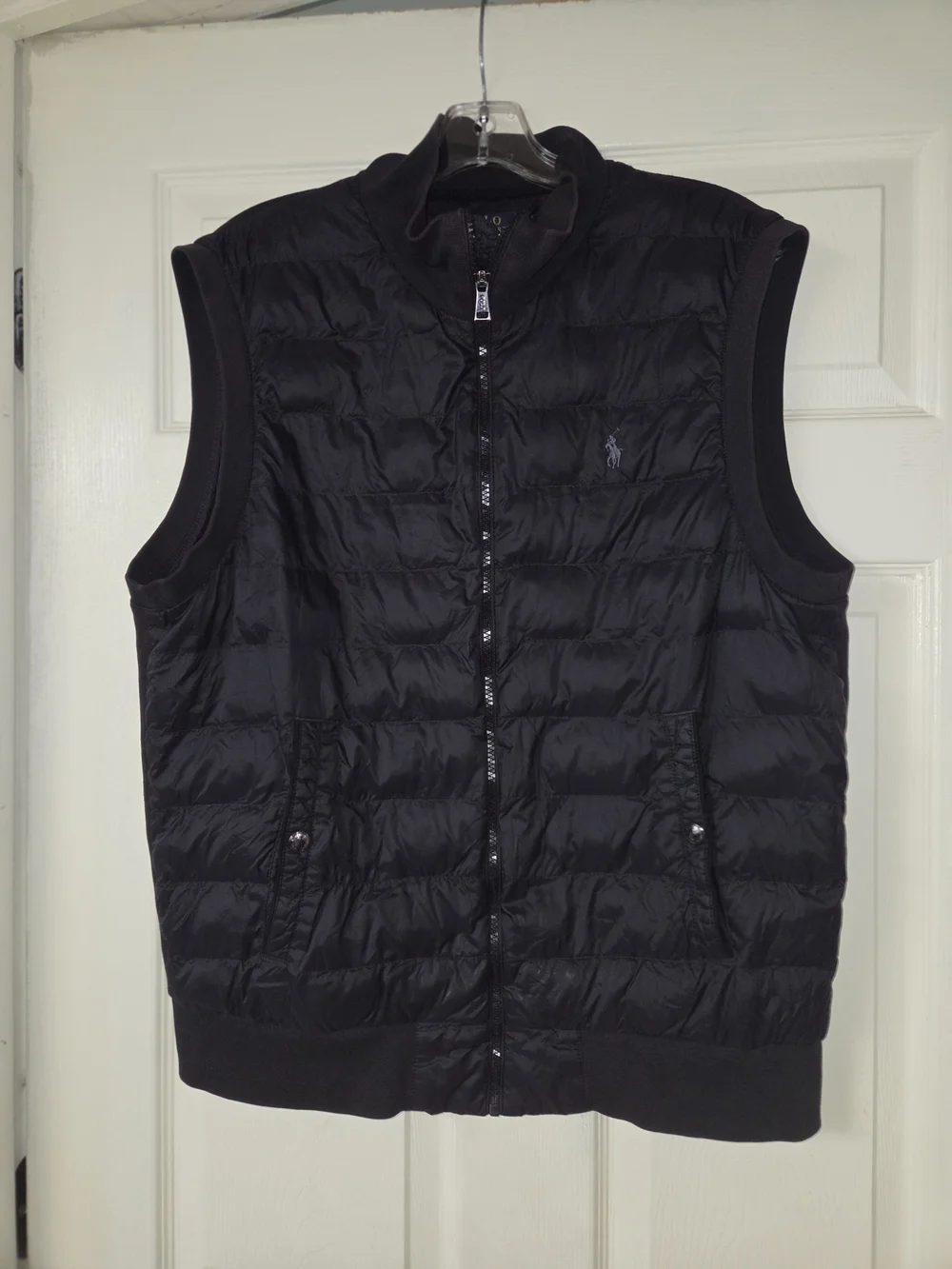 Polo Ralph Lauren Men's Large Black Knit & Quilted Zip Primaloft Hybrid Vest